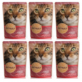 PETKULT Cat Adult, cu Vita, Set Plicuri Hrana Umeda Fara Cereale Pentru Pisici, 6x100g