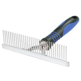 SHOW TECH Rake Comb Medium, Piaptan T, 33 Pini Metalici, Pentru Descalcirea | Indepartarea Parului Naparlit din Blana Deasa | Dubla