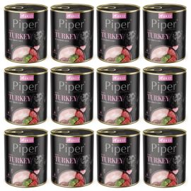 PIPER Animals, cu Curcan si Broccoli, Set Conserve Hrana Umeda Pentru Caini, 12x800g