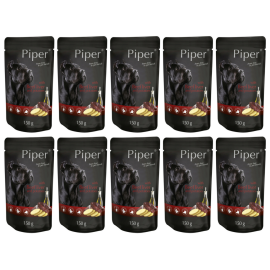 PIPER Dog Adult, cu Ficat de Vita si Cartofi, Set Plicuri Hrana Umeda Pentru Caini 10x150g