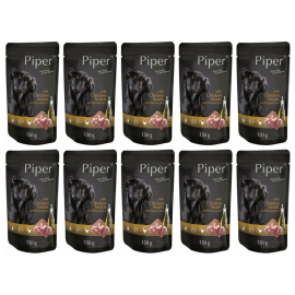 PIPER Dog Adult, cu Inimi de Pui si Orez, Set Plicuri Hrana Umeda Pentru Caini 10x150g