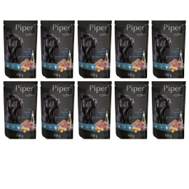 PIPER Dog Adult, cu Miel, Morcovi si Orez Brun, Set Plicuri Hrana Umeda Pentru Caini 10x150g