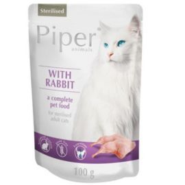PIPER Cat Adult Sterelised, cu Iepure, Set Plicuri Hrana Umeda Pentru Pisici Sterilizate 10x100g