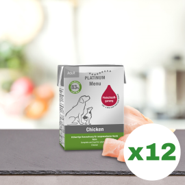 PLATINUM Menu Adult, Pui, Bax Hrana Umeda Pentru Caini, 12x185g