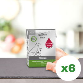 PLATINUM Menu Adult, Pui, Bax Hrana Umeda Pentru Caini, 6x185g