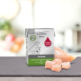 PLATINUM Menu Adult, Pui, Hrana Umeda Pentru Caini, 185g