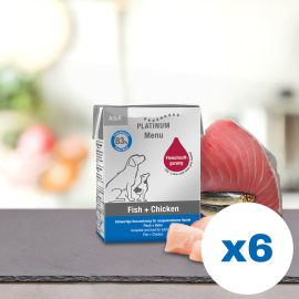 PLATINUM Menu Adult, Pui si Peste, Bax Hrana Umeda Pentru Caini 6x185g