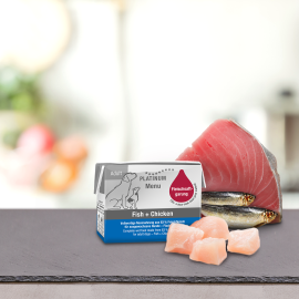 PLATINUM Menu Adult, Pui si Peste, Hrana Umeda Pentru Caini 90g