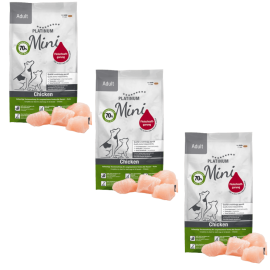 PLATINUM NATURAL Adult Mini, cu Pui, Hrana Uscata Pentru Caini Adulti de Talie Mica, 2.7kg (3x900g)