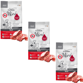 PLATINUM NATURAL Adult Mini, cu Vita, Hrana Uscata Pentru Caini Adulti de Talie Mica, 2.7kg (3x900g)