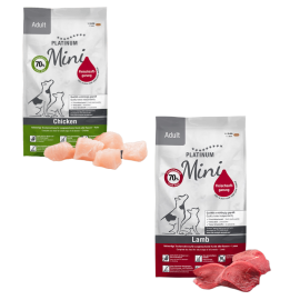 PLATINUM NATURAL Adult Mini Duo Mix, cu Pui si Miel, Hrana Uscata Pentru Caini Adulti de Talie Mica, 1.8kg (900g Pui si Orez | 900g Miel si Orez)