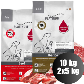 PLATINUM Natural Pet Food & Care Adult Duo Mix, Vita si Porc Iberic, Hrana Uscata Pentru Caini 10kg (5kg Vita si Cartofi |5kg Porc Iberic si Verdeturi)