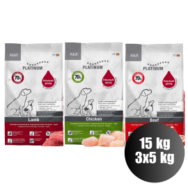 PLATINUM NATURAL Trio MIX 15kg (5kg Pui+5kg Miel+5kg Vita)