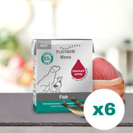 PLATINUM Menu Adult, cu Peste, Bax Hrana Umeda Pentru Caini 6x375g
