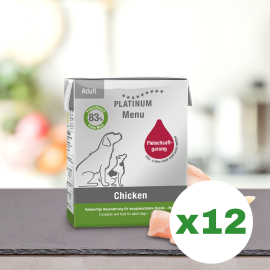 PLATINUM Menu Adult, Pui, Bax Hrana Umeda Pentru Caini 12x375g