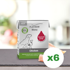 PLATINUM Menu Adult, Pui, Bax Hrana Umeda Pentru Caini 6x375g