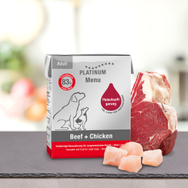 PLATINUM Menu Adult, Vita si Pui, Hrana Umeda Pentru Caini 375g