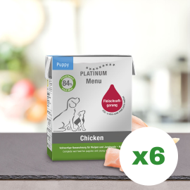 PLATINUM Menu Puppy, cu Pui, Bax Hrana Umeda Pentru Caini Juniori 6x375g
