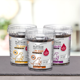 PLATINUM Natural Pet Food & Care Snacks Pack, Pui, Iepure si Miel, Set Recompense Fara Cereale Pentru Caini, 3x300g