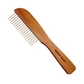 SHOW TECH Wooden Poodle, Piaptan Profesional, Maner Lemn, Pentru Blana Lunga | Carliontata (Pudel), 23cm