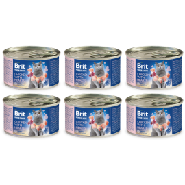 BRIT PREMIUM By Nature Adult, Pui si Inimi, Bax Conserve Hrana Umeda Fara Cereale, Pisici (pate cremos), 6x200g