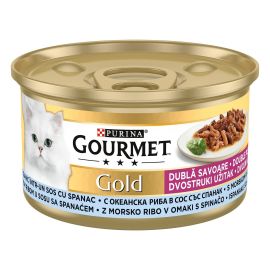 PURINA Gourmet Gold Dubla Savoare, cu Peste si Spanac, Conserva Hrana Umeda Pentru Pisici Adulte, 85g