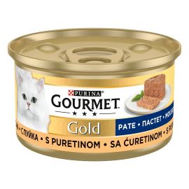 PURINA Gourmet Gold Mousse, cu Curcan, Conserva Hrana Umeda Pentru Pisici Adulte, 85g
