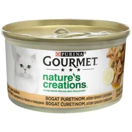 PURINA Gourmet Nature's Creations, Curcan cu Pastarnac si Spanac, Conserva Hrana Umeda Pentru Pisici, 85g