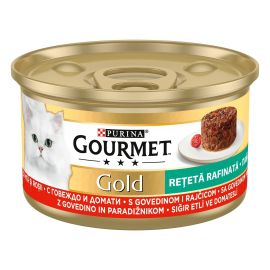 PURINA Gourmet Retete Rafinate, cu Vita si Rosii, Conserva Hrana Umeda Pentru Pisici, 85g