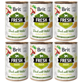 BRIT FRESH Rata si Mei, Set Conserve Hrana Umeda Caine (bucati carne in pateu) 6x400g