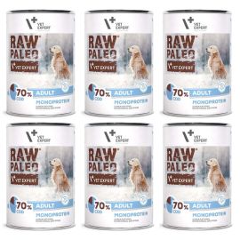 RAW PALEO Adult, cu Cod, Set Conserve Hrana Umeda Monoproteica, Fara Cereale, Pentru Caini, 6x400g