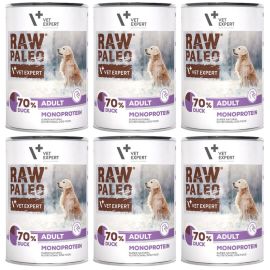 RAW PALEO Adult, cu Rata, Set Conserve Hrana Umeda Monoproteica, Fara Cereale, Pentru Caini, 6x400g