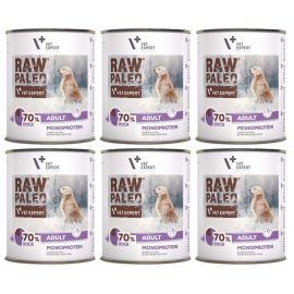 RAW PALEO Adult, cu Rata, Set Conserve Hrana Umeda Monoproteica, Fara Cereale, Pentru Caini, 6x800g