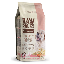 RAW PALEO Healty Grain Puppy, Hrana Uscata Monoproteica, cu Somon, Pentru Caini Juniori, 10kg