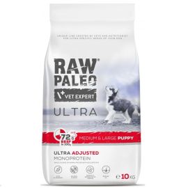 RAW PALEO ULTRA Puppy Medium / Large, cu Vita, Hrana Uscata Monoproteica, Fara Cereale, Pentru Catei Juniori Talie medie / Mare 10kg