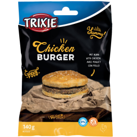 Recompensa Pentru Caini, TRIXIE Hamburgher din Piele Presata cu Carne de Pui, Diametru 9cm | 140g