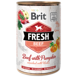 BRIT FRESH Vita si Dovleac, Conserva Hrana Umeda Caine (bucati carne in pateu) 400g