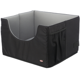 Scaun Auto Pentru Caini, cu Pereti Inalti, Negru cu Gri, 45x40x28cm
