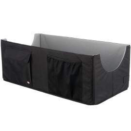 Scaun Auto Pentru Caini, Lung, cu Pereti Inalti, Negru cu Gri, 80x39x28cm