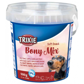 Recompense Pentru Caini, Soft Snack BONY MIX cu Pui, Miel, Vita si Somon, 500g