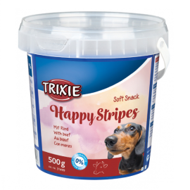 Recompense Pentru Caini, Soft Snack HAPPY STRIPES, Fasii Moi cu Vita, 500g