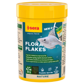 SERA Flora Nature, Hrana Fulgi, Bogata in Carotenoizi, Pentru Pesti de Acvariu ierbivori,100 ml