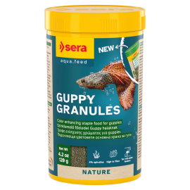SERA Guppy Gran Nature, Hrana Granulata Pentru Pesti de Acvariu Ierbivori, 250ml