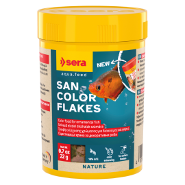 SERA San Nature, Hrana Fulgi Pesti de Acvariu, cu 10% Krill Pentru Intensificarea Culorilor, 100ml