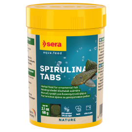 SERA Spirulina Tabs Nature, Hrana, cu 24% Spirulina, Pentru Pesti de Acvariu si Nevertebrate, 100buc