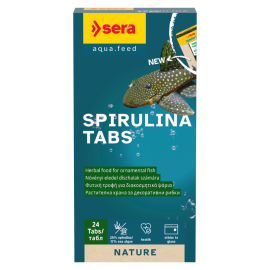 SERA Spirulina Tabs Nature, Hrana, cu 24% Spirulina, Pentru Pesti de Acvariu si Nevertebrate, 24buc