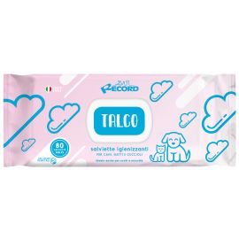RECORD Servetele Umede Antibacteriene, cu Extracte Organice Vegetale, Aroma Talc, Pentru Caini si Pisici, 80Buc