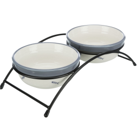 Set 2 Castroane Ceramice, in Suport Metalic, Pentru Pisici, 2x0.25L | 12.5cm
