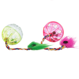 Set 2 Mingi Zgomotoase cu Coada Pentru Pisici, 4cm