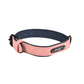 CHADOG Zgarda Caine Doogy Glam Simili, Roz, Catarama Metalica Neagra 35-45cm / 25mm